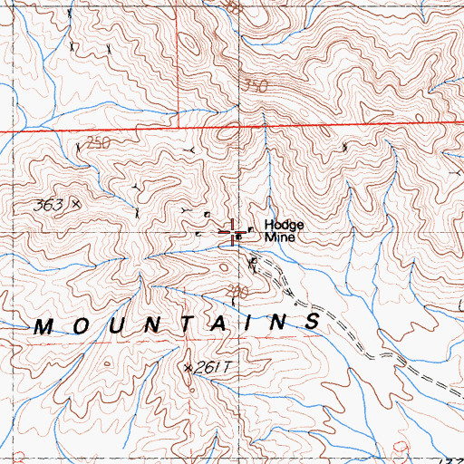 Topographic Map of Hodge Mine, CA