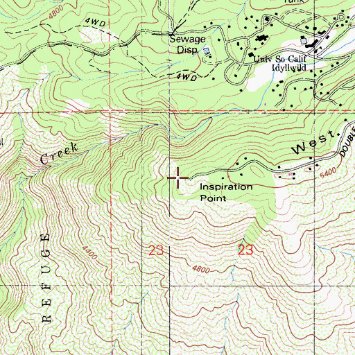 Topographic Map of Inspiration Point, CA