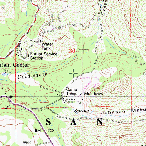 Topographic Map of Keen Camp Station (historical), CA