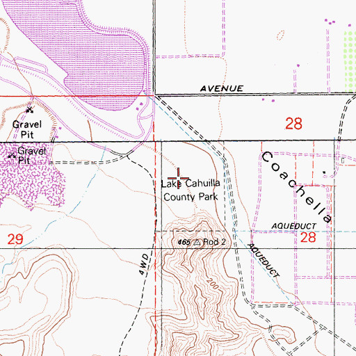 Topographic Map of Lake Cahuilla County Park, CA