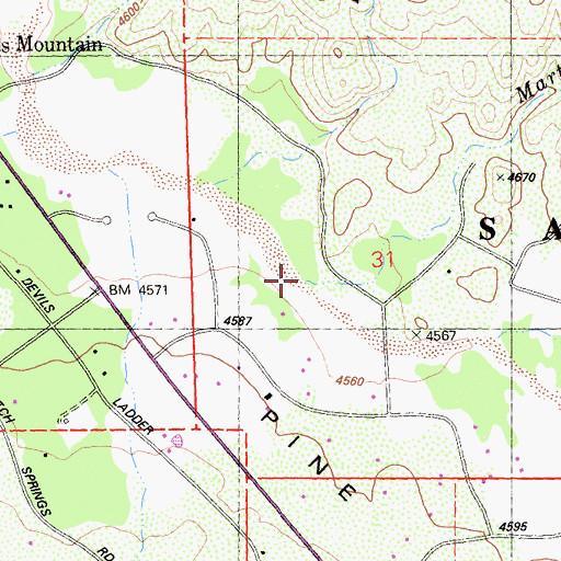 Topographic Map of Martinez Creek, CA