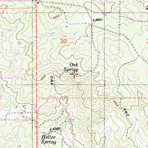 Topographic Map of Oak Spring, CA