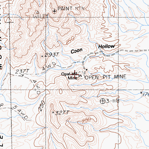 Topographic Map of Opal Hill Mine, CA
