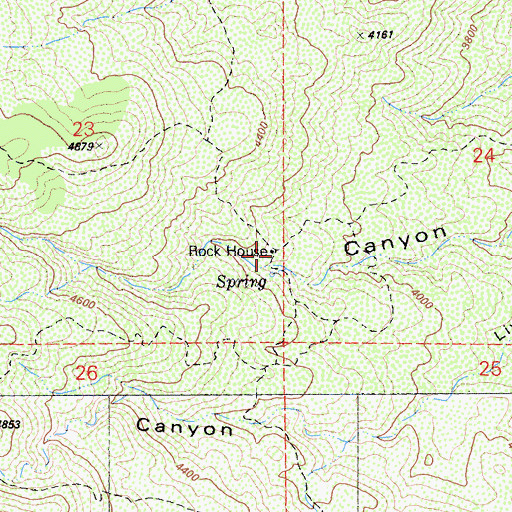 Topographic Map of Rock House, CA