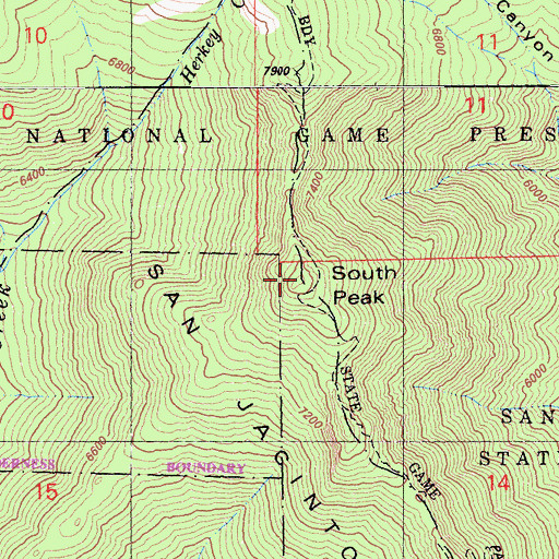 Topographic Map of South Peak, CA