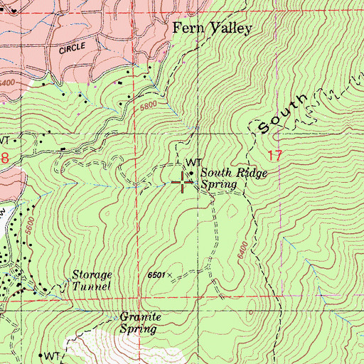 Topographic Map of South Ridge Spring, CA