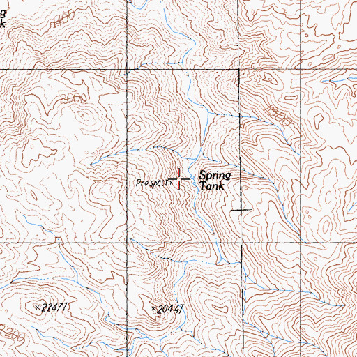 Topographic Map of Spring Tank, CA