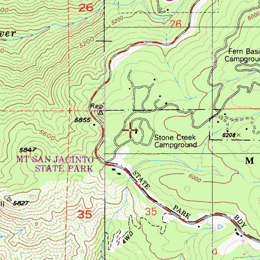 Topographic Map of Stone Creek Campground, CA
