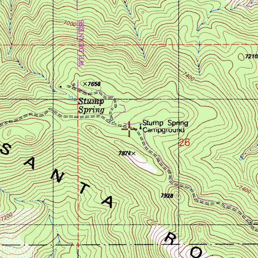 Topographic Map of Stump Spring Campground, CA