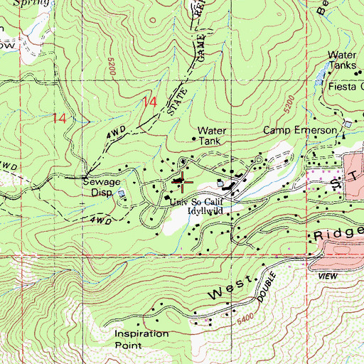 Topographic Map of University of Southern California-Idyllwild, CA