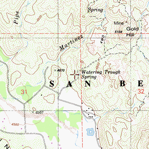 Topographic Map of Watering Trough Spring, CA