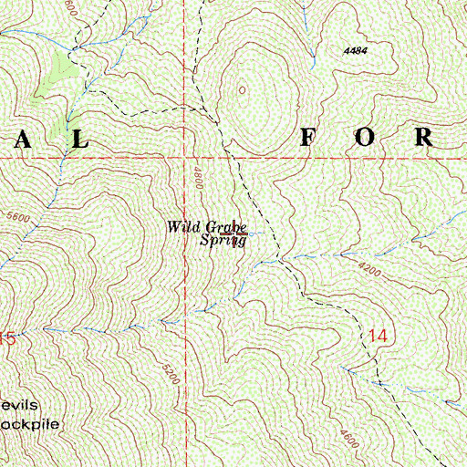 Topographic Map of Wild Grape Spring, CA