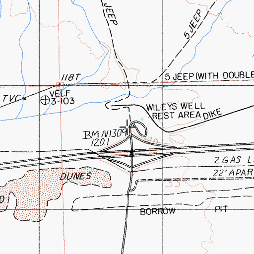 Topographic Map of Wileys Well Rest Area, CA