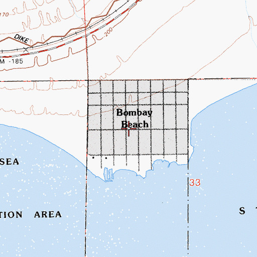 Topographic Map of Bombay Beach, CA