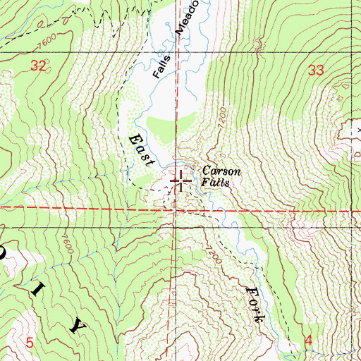 Topographic Map of Carson Falls, CA