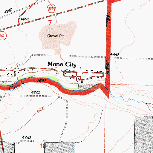 Topographic Map of Mono City, CA