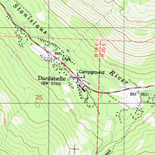 Topographic Map of Dardanelles Campground, CA