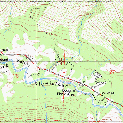 Topographic Map of Douglas Resort, CA