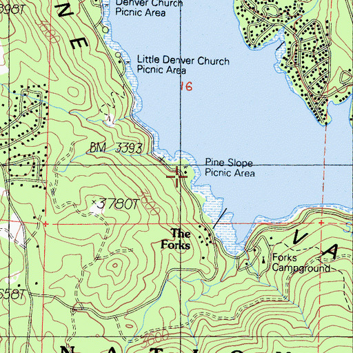 Topographic Map of Pine Slope Picnic Area, CA