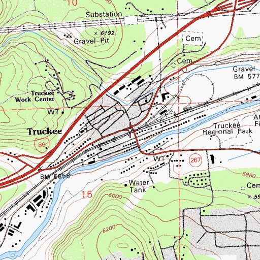 Topographic Map of Truckee, CA