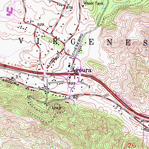 Topographic Map of Agoura, CA