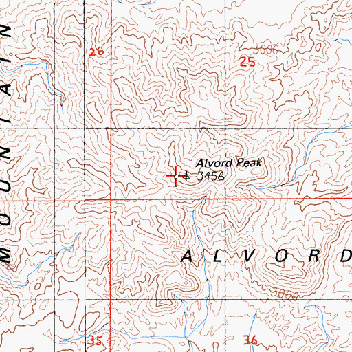 Topographic Map of Alvord Mountain, CA