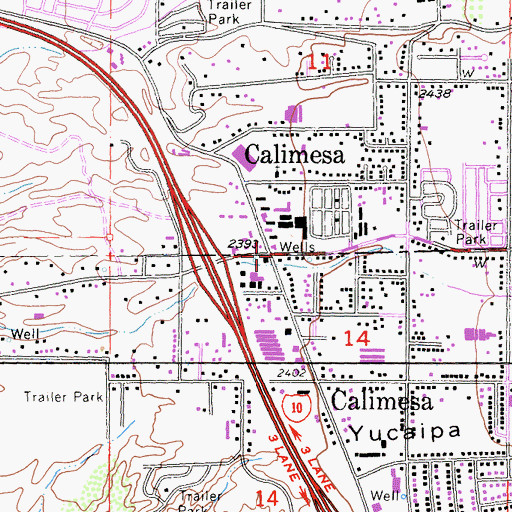 Topographic Map of Calimesa, CA