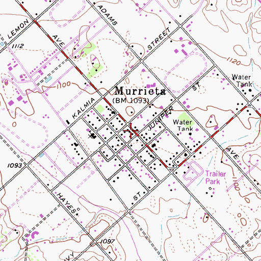 Topographic Map of Murrieta, CA