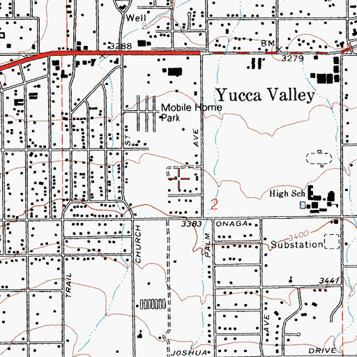 Topographic Map of Yucca Valley, CA