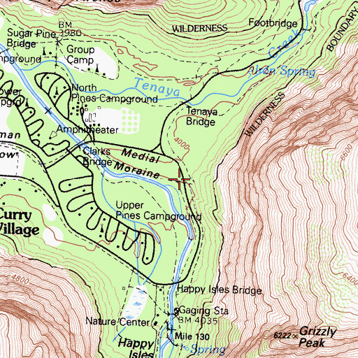 Topographic Map of Medial Moraine, CA