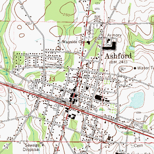 Topographic Map of Ashford Post Office, AL