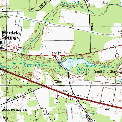Topographic Map of Barren Creek Mill (historical), MD