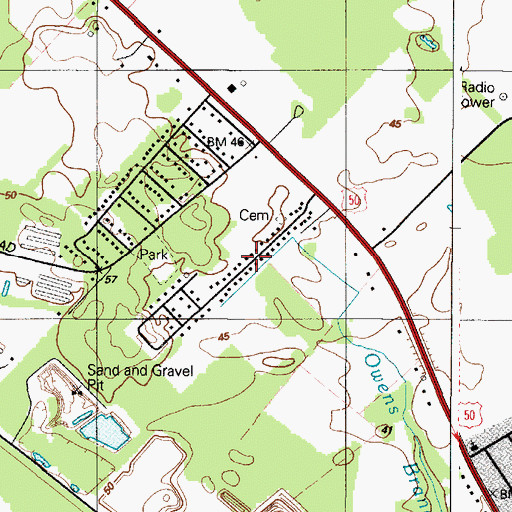 Topographic Map of Cedarhurst Village Trailer Park, MD