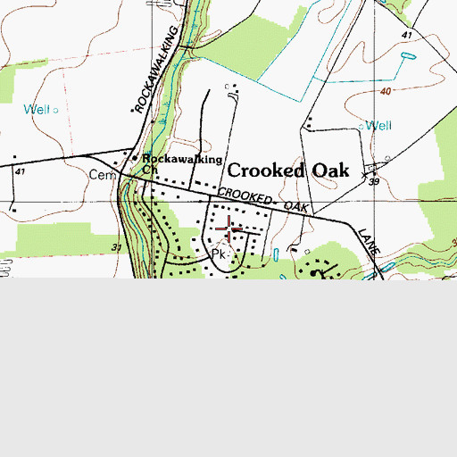 Topographic Map of Crooked Oak, MD