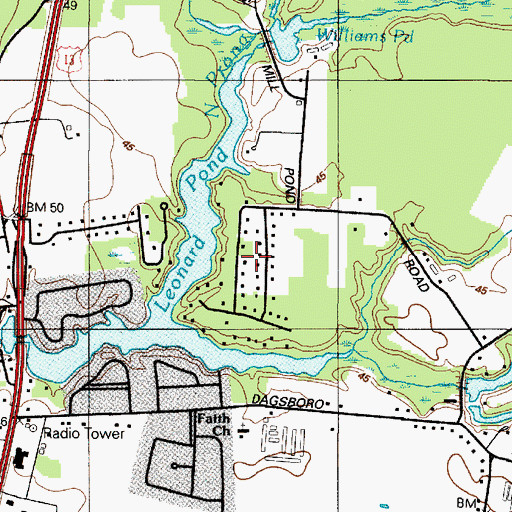 Topographic Map of Danwood, MD