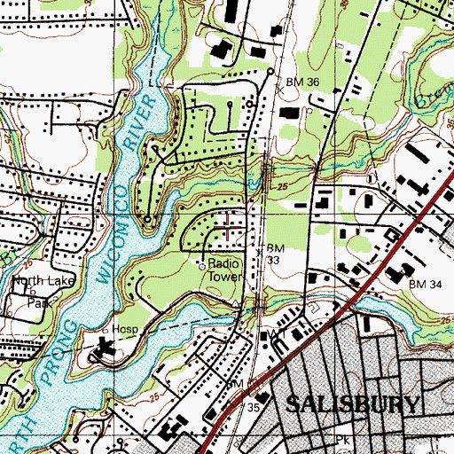 Topographic Map of Deers Head Manor, MD