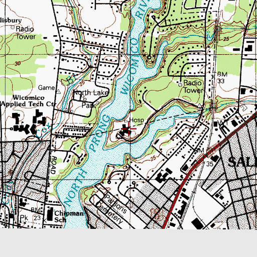 Topographic Map of Deers Head Hospital Center, MD