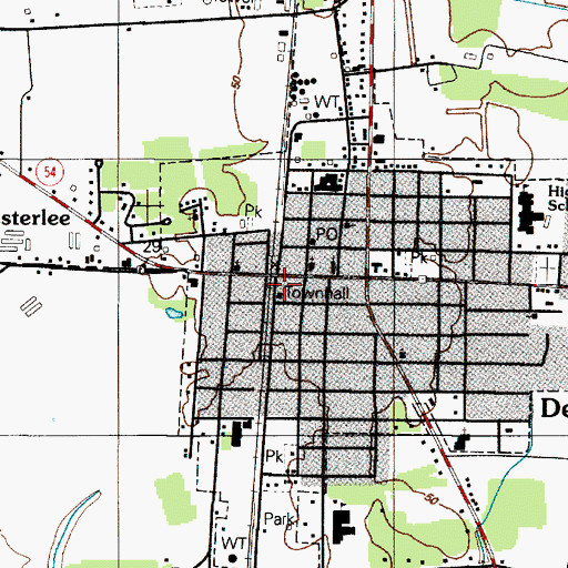 Topographic Map of Delmar Town Hall, MD