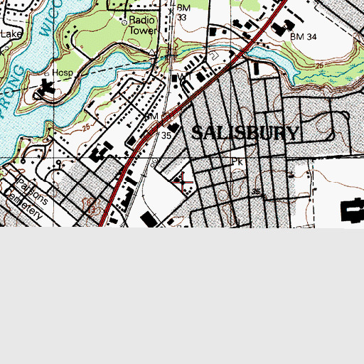 Topographic Map of First Church of the Nazarene, MD
