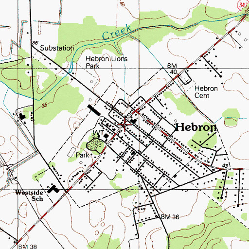 Topographic Map of Hebron Town Hall, MD