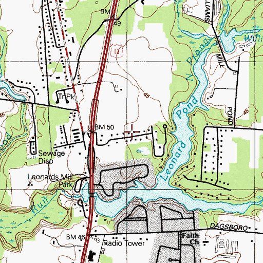 Topographic Map of Hollylake Estates, MD