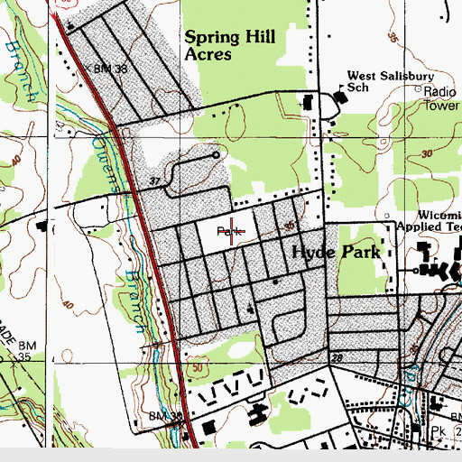 Topographic Map of Indian Village Neighborhood Park, MD