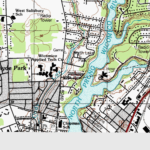 Topographic Map of Lakeside Manor, MD