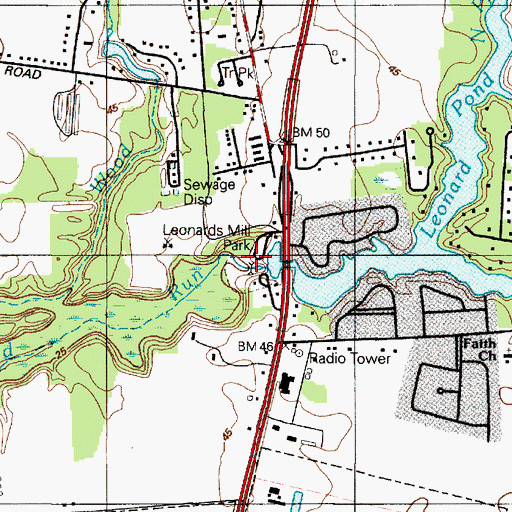 Topographic Map of Leonards Mill Park, MD
