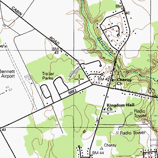 Topographic Map of Naylor Mill Village Trailer Park, MD