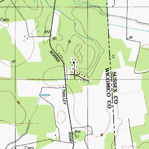 Topographic Map of Norfolk Downs, MD