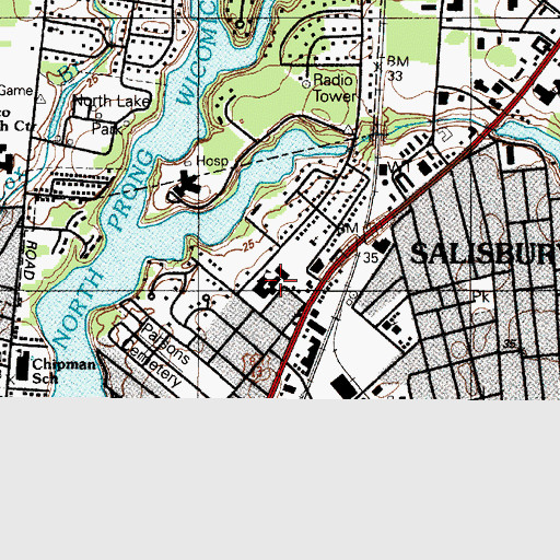 Topographic Map of North Salisbury Elementary School, MD