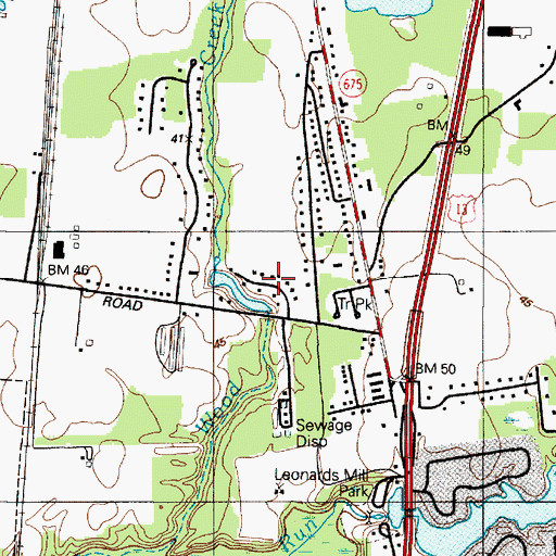 Topographic Map of Oakdale Acres, MD