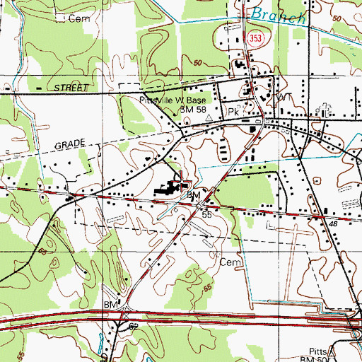 Topographic Map of Pittsville Elementary and Middle School, MD