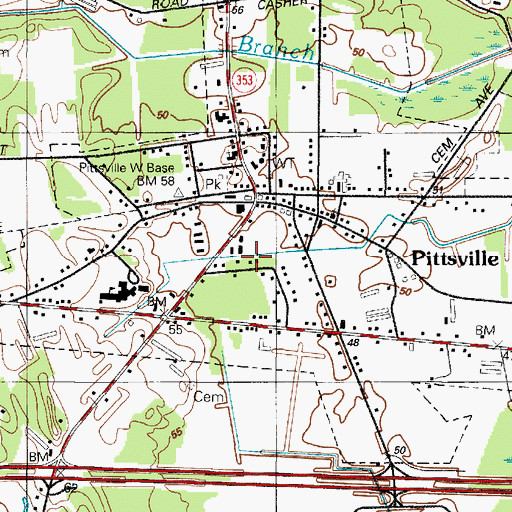 Topographic Map of Pittsville Manor, MD